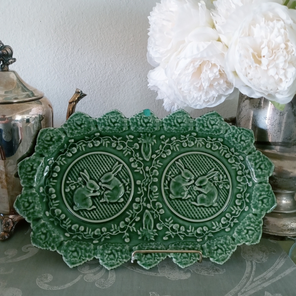 Rabbit Easter Pottery Sandwich Display Tray